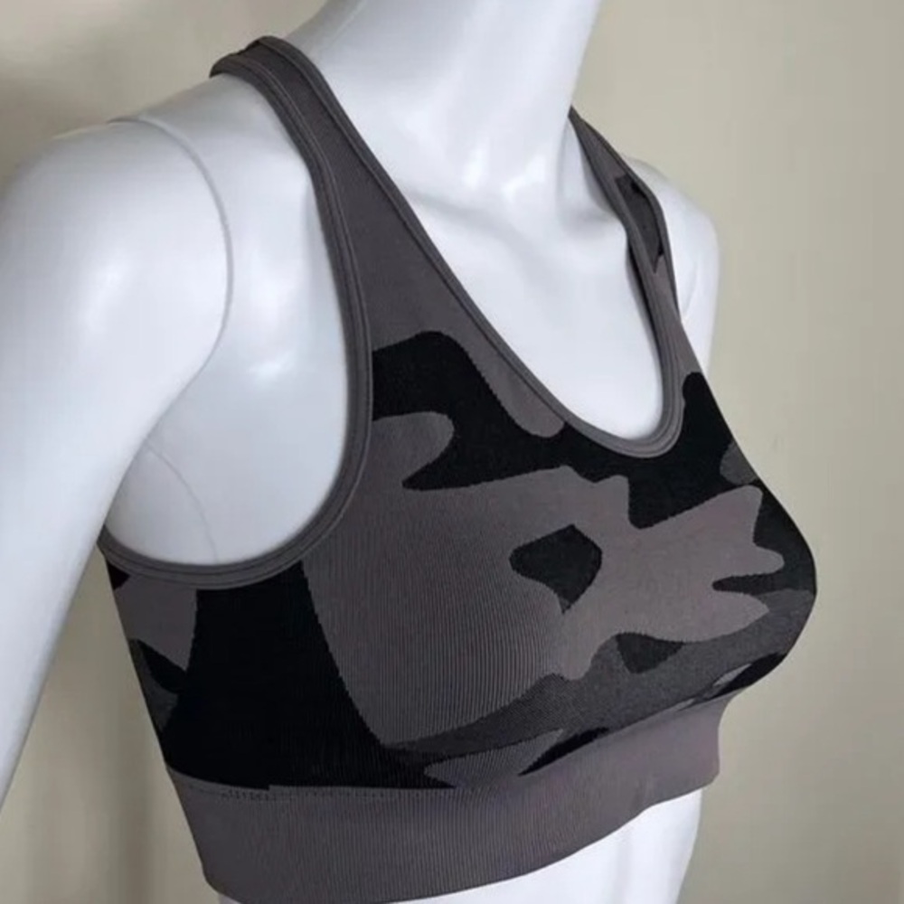 Koral Crisscross Sports Bra in Gray Camo